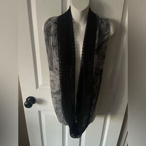 Black / Gray / White Lightweight Detailed Infinity Scarf 14” X 64”